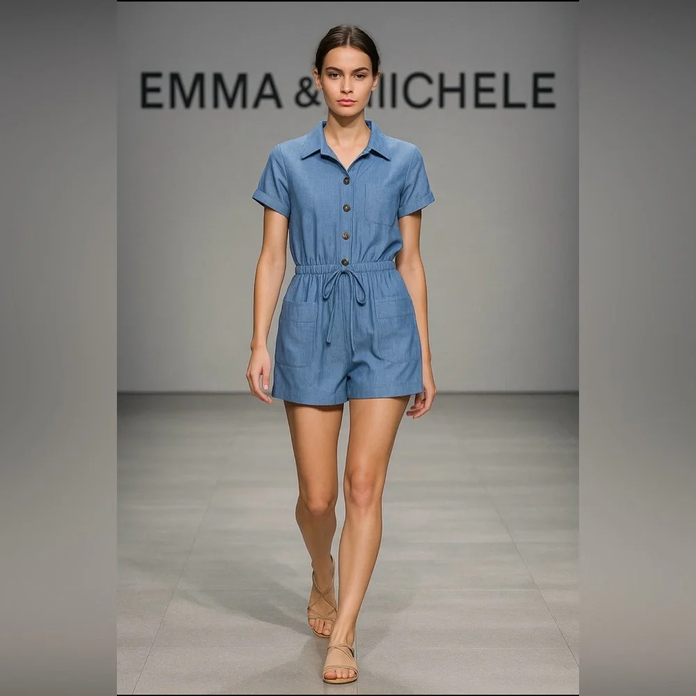 Emma & Michele Chambray Button-Up Top jumpsuit’s